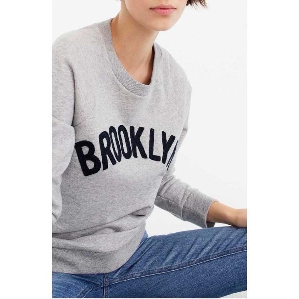 J. Crew Brooklyn Pullover Sweatshirt Gray Crew Neck 3/4 Sleeve size small - Picture 3 of 12